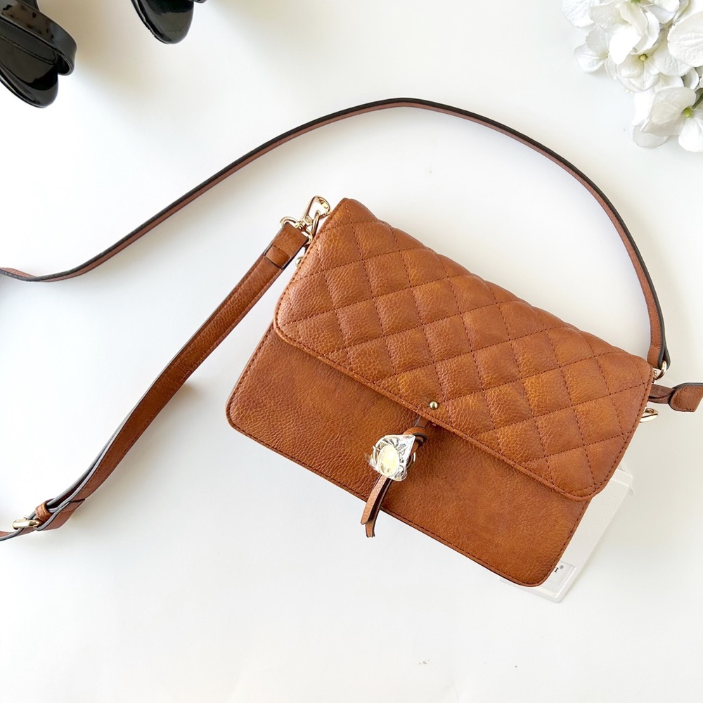 NWT Vegan Leather GUSSACI Cognac Purse